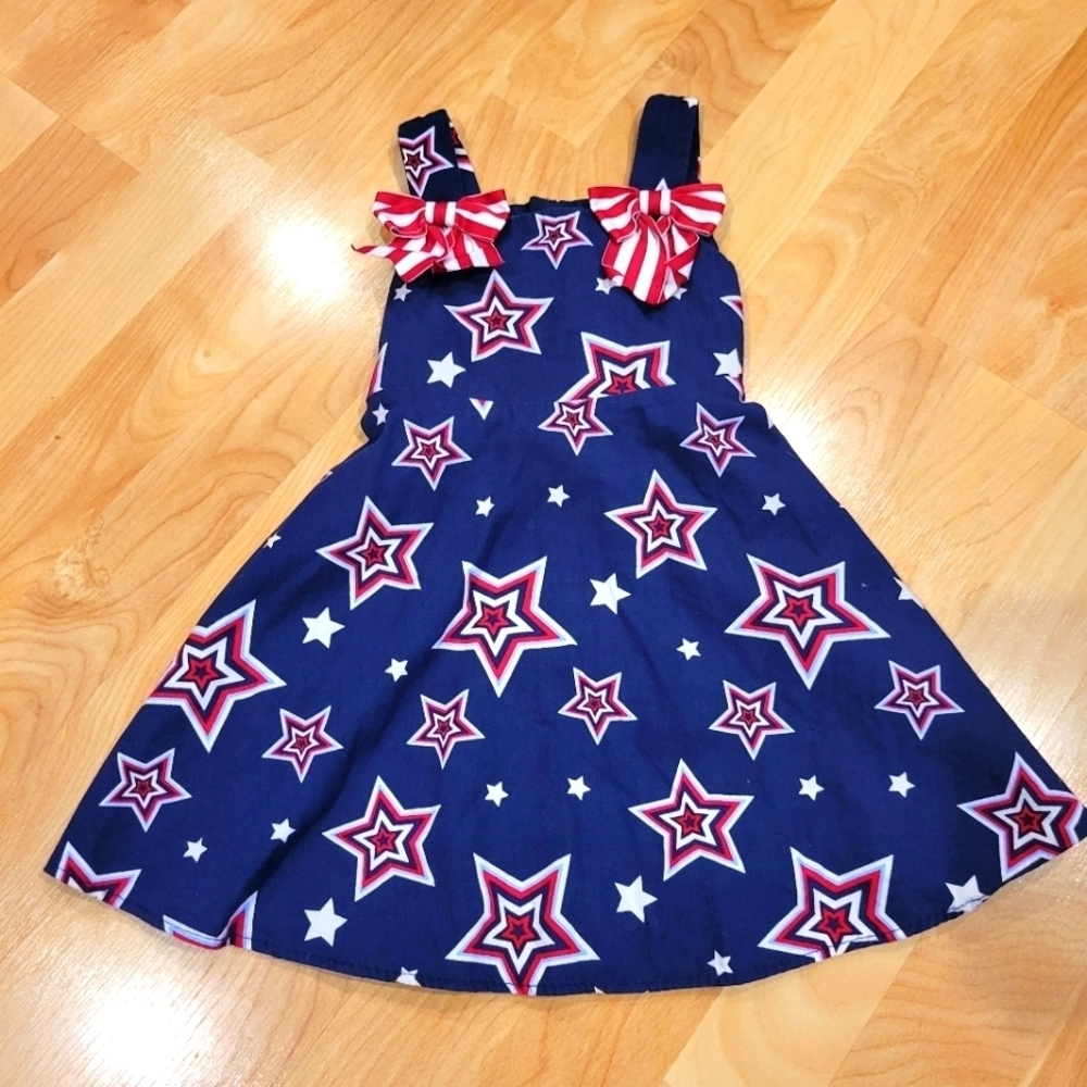Bonnie Jean Blue Star Dress with Red Accents Size 2T